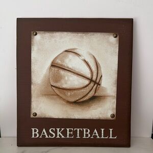 Basketball Wall Art in Brown and Cream for baby or boys room